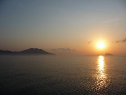 Sunrise on the ferry to Padangbai